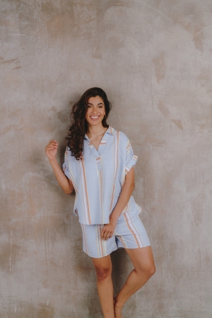 Fernanda top & short lichtblauw/mult