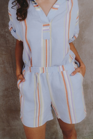 Fernanda top & short lichtblauw/mult