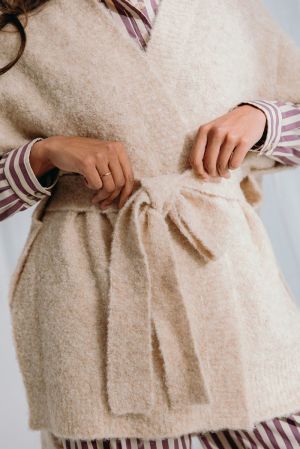 Dre boucle knit wrapped jacket Latte