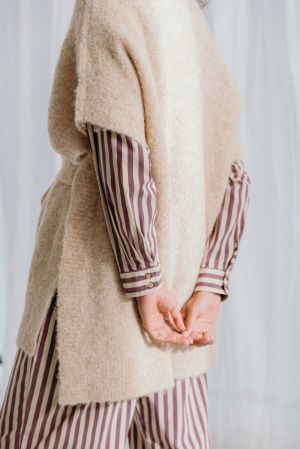 Dre boucle knit wrapped jacket Latte
